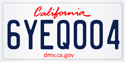 CA license plate 6YEQ004
