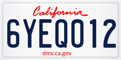CA license plate 6YEQ012