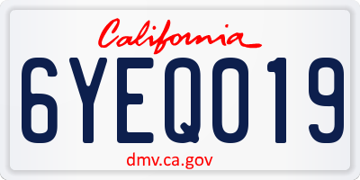 CA license plate 6YEQ019