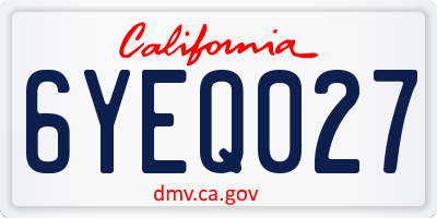 CA license plate 6YEQ027