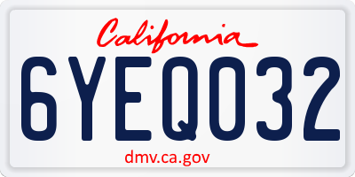 CA license plate 6YEQ032