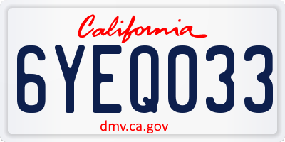 CA license plate 6YEQ033