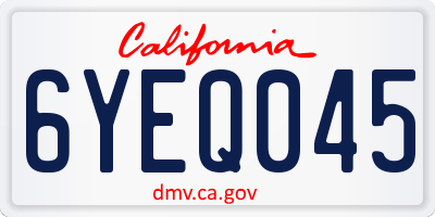CA license plate 6YEQ045