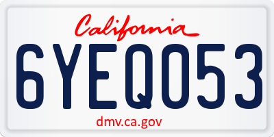 CA license plate 6YEQ053
