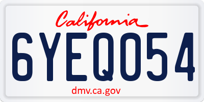 CA license plate 6YEQ054
