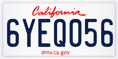 CA license plate 6YEQ056