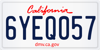 CA license plate 6YEQ057