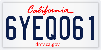 CA license plate 6YEQ061