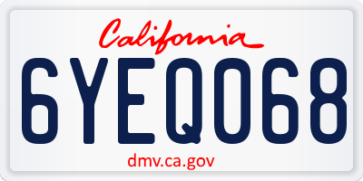 CA license plate 6YEQ068