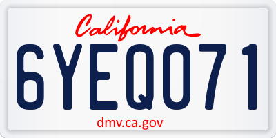 CA license plate 6YEQ071