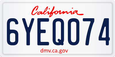 CA license plate 6YEQ074