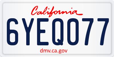 CA license plate 6YEQ077