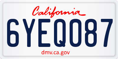 CA license plate 6YEQ087