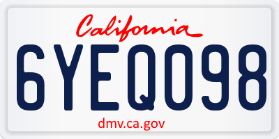 CA license plate 6YEQ098