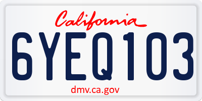 CA license plate 6YEQ103