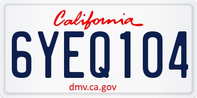 CA license plate 6YEQ104