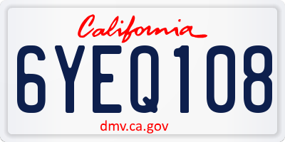 CA license plate 6YEQ108