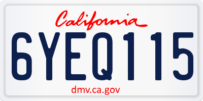 CA license plate 6YEQ115