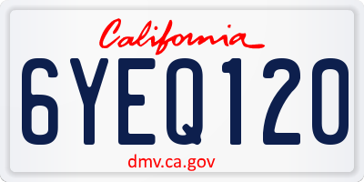 CA license plate 6YEQ120