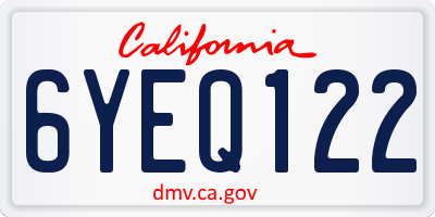 CA license plate 6YEQ122
