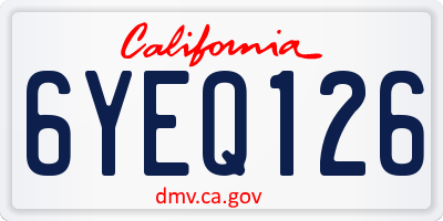 CA license plate 6YEQ126
