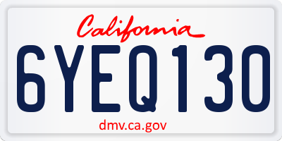 CA license plate 6YEQ130