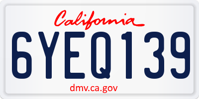 CA license plate 6YEQ139