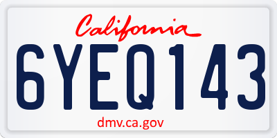 CA license plate 6YEQ143