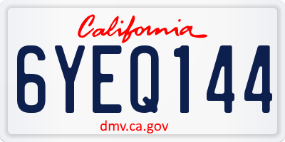 CA license plate 6YEQ144