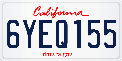 CA license plate 6YEQ155