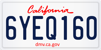 CA license plate 6YEQ160