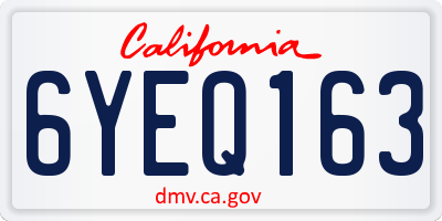CA license plate 6YEQ163