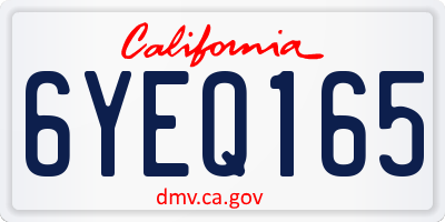 CA license plate 6YEQ165