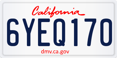 CA license plate 6YEQ170