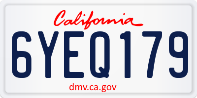 CA license plate 6YEQ179