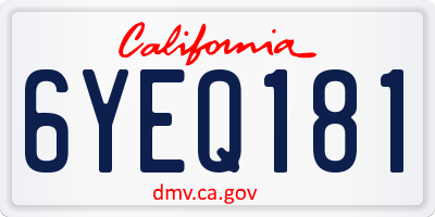 CA license plate 6YEQ181