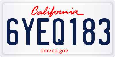 CA license plate 6YEQ183