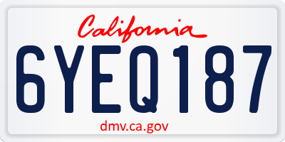 CA license plate 6YEQ187
