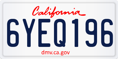 CA license plate 6YEQ196