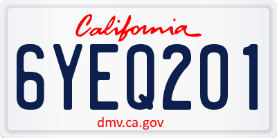 CA license plate 6YEQ201