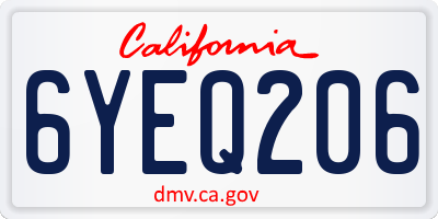 CA license plate 6YEQ206