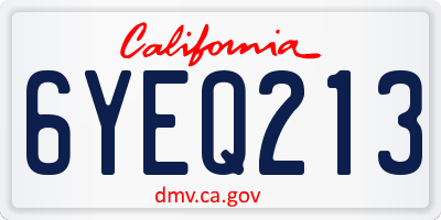 CA license plate 6YEQ213