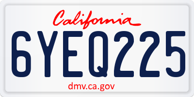 CA license plate 6YEQ225