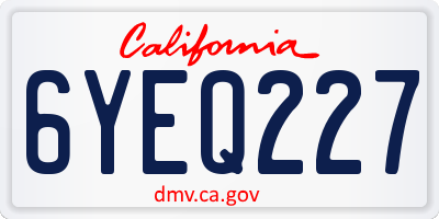CA license plate 6YEQ227
