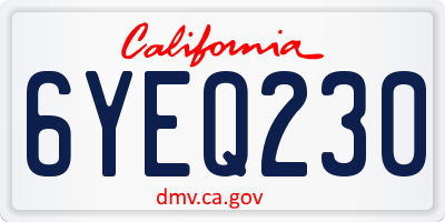 CA license plate 6YEQ230