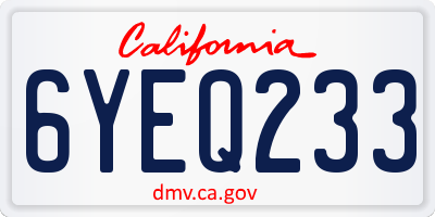 CA license plate 6YEQ233