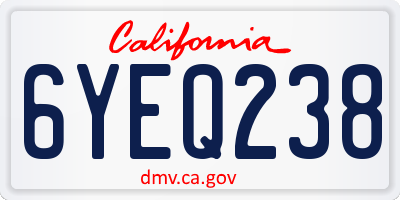 CA license plate 6YEQ238