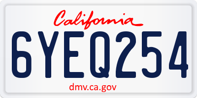 CA license plate 6YEQ254