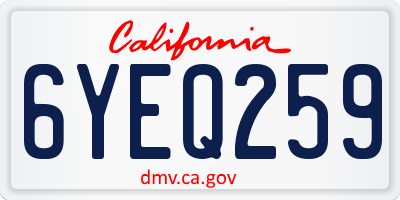 CA license plate 6YEQ259
