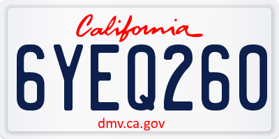 CA license plate 6YEQ260